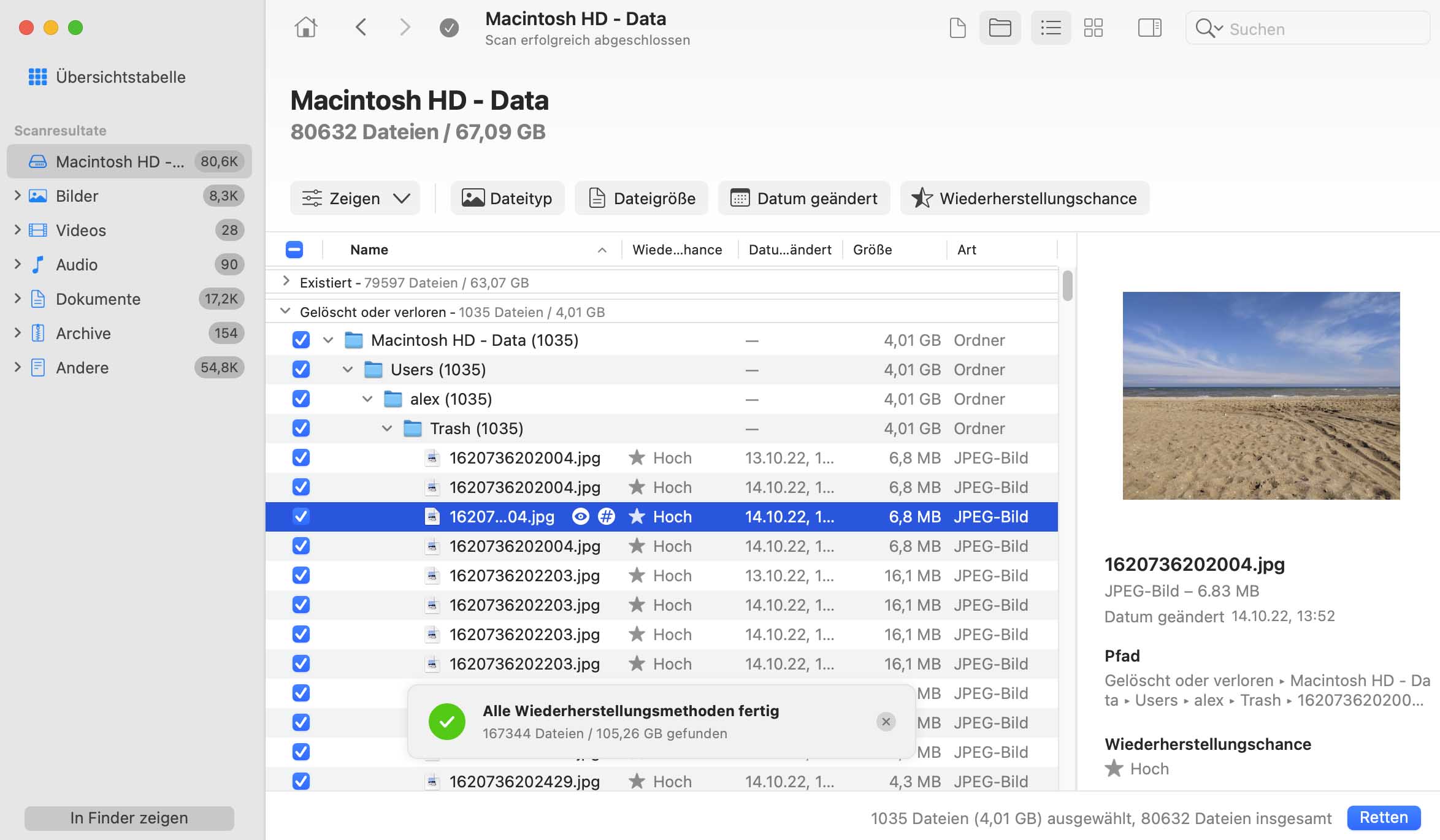 Scannen, überprüfen und wiederherstellen – einfache Datenwiederherstellung für Mac