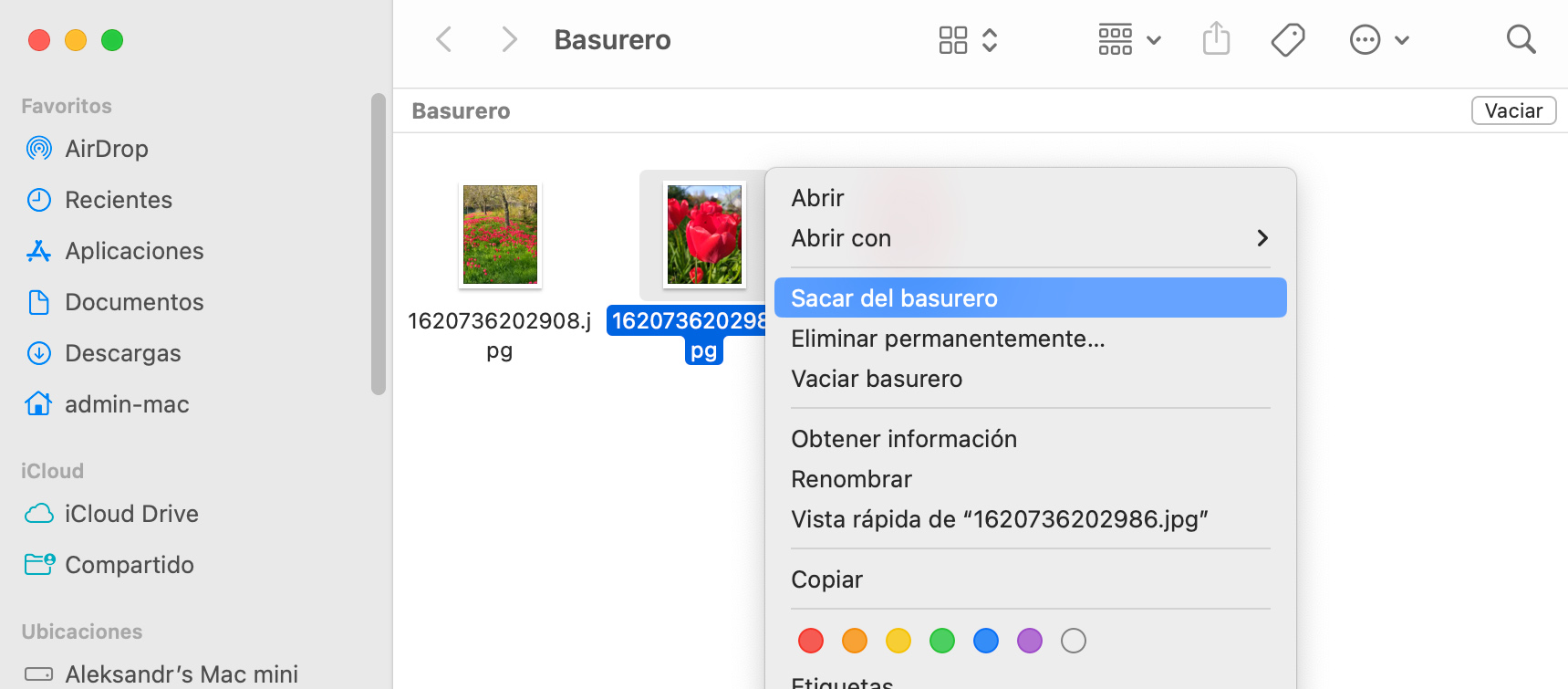 Cómo recuperar archivos de la papelera del Mac