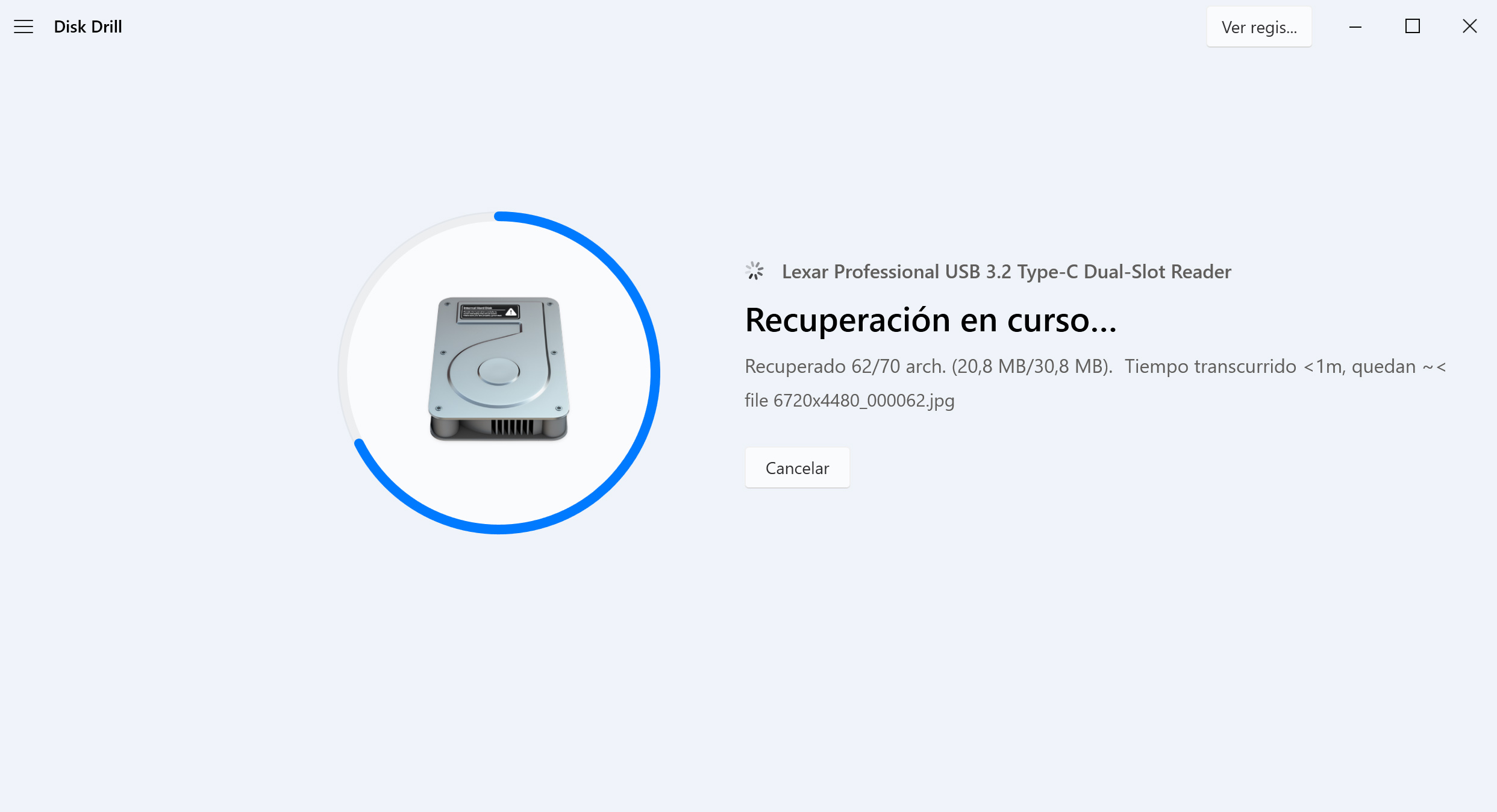 Haz clic en el botón Recuperar todo para restaurar los archivos seleccionados