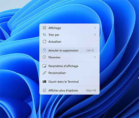 Essayez le raccourci clavier CTRL + Z