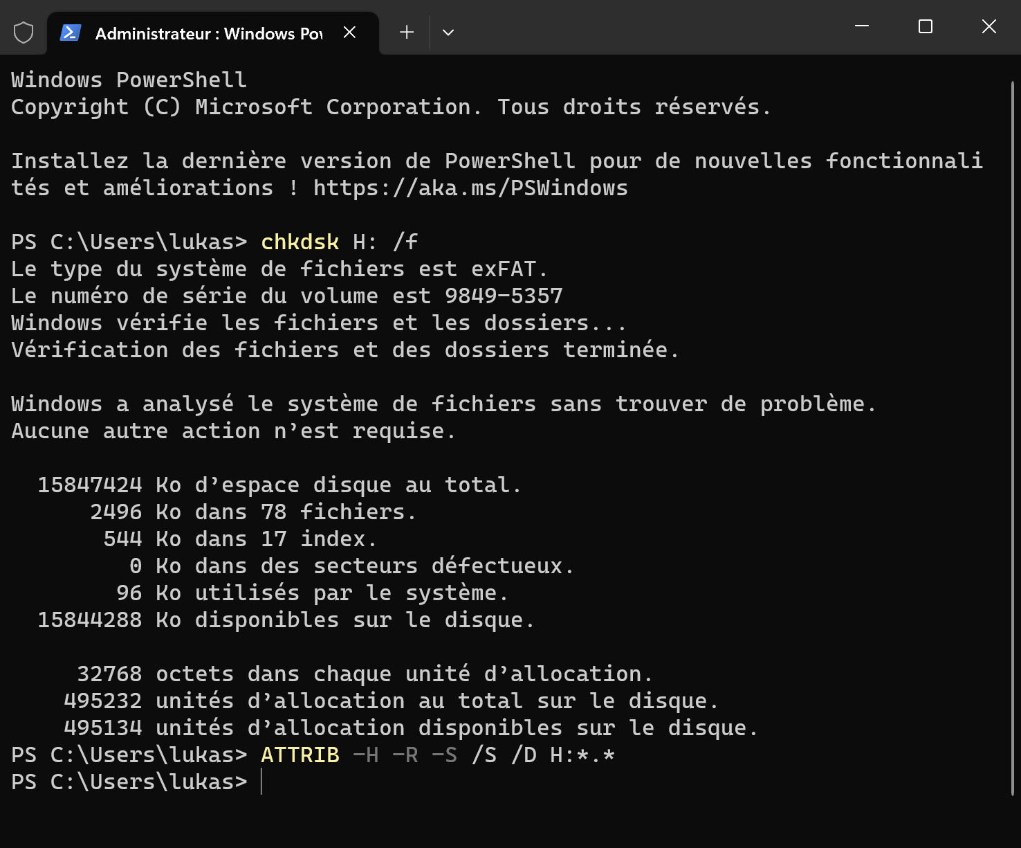 Restaurer des Fichiers Supprimés sur une Clé USB en utilisant CMD