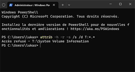 Utiliser la commande ATTRIB Utiliser la commande ATTRIB
