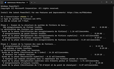 Utiliser la commande CHKDSK Utiliser la commande CHKDSK