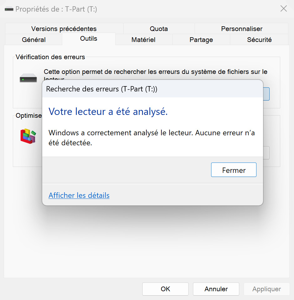 Vérifier son disque en utilisant l'explorateur Windows