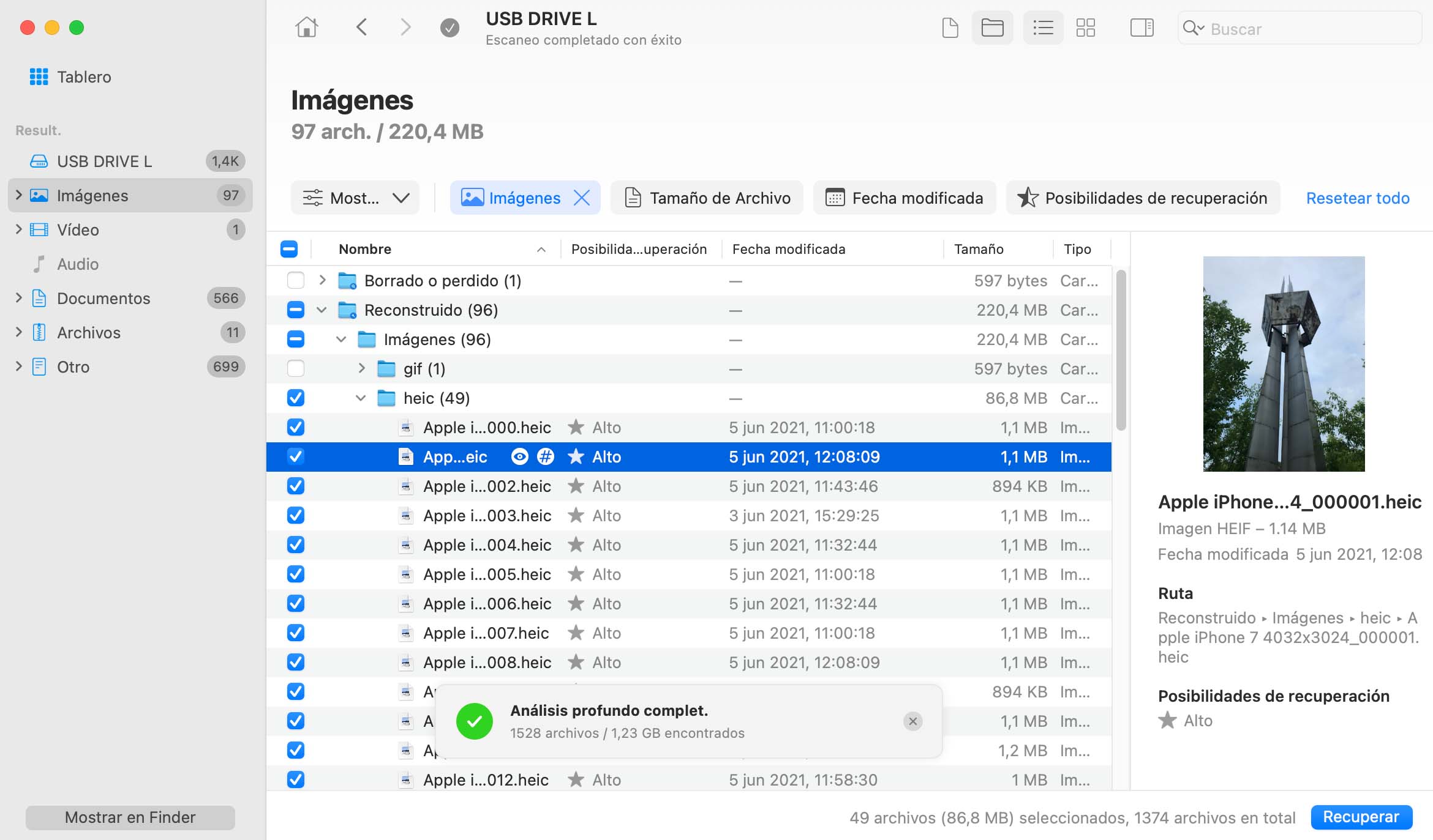 Análisis Profundo en cualquier volumen o sistema de archivos