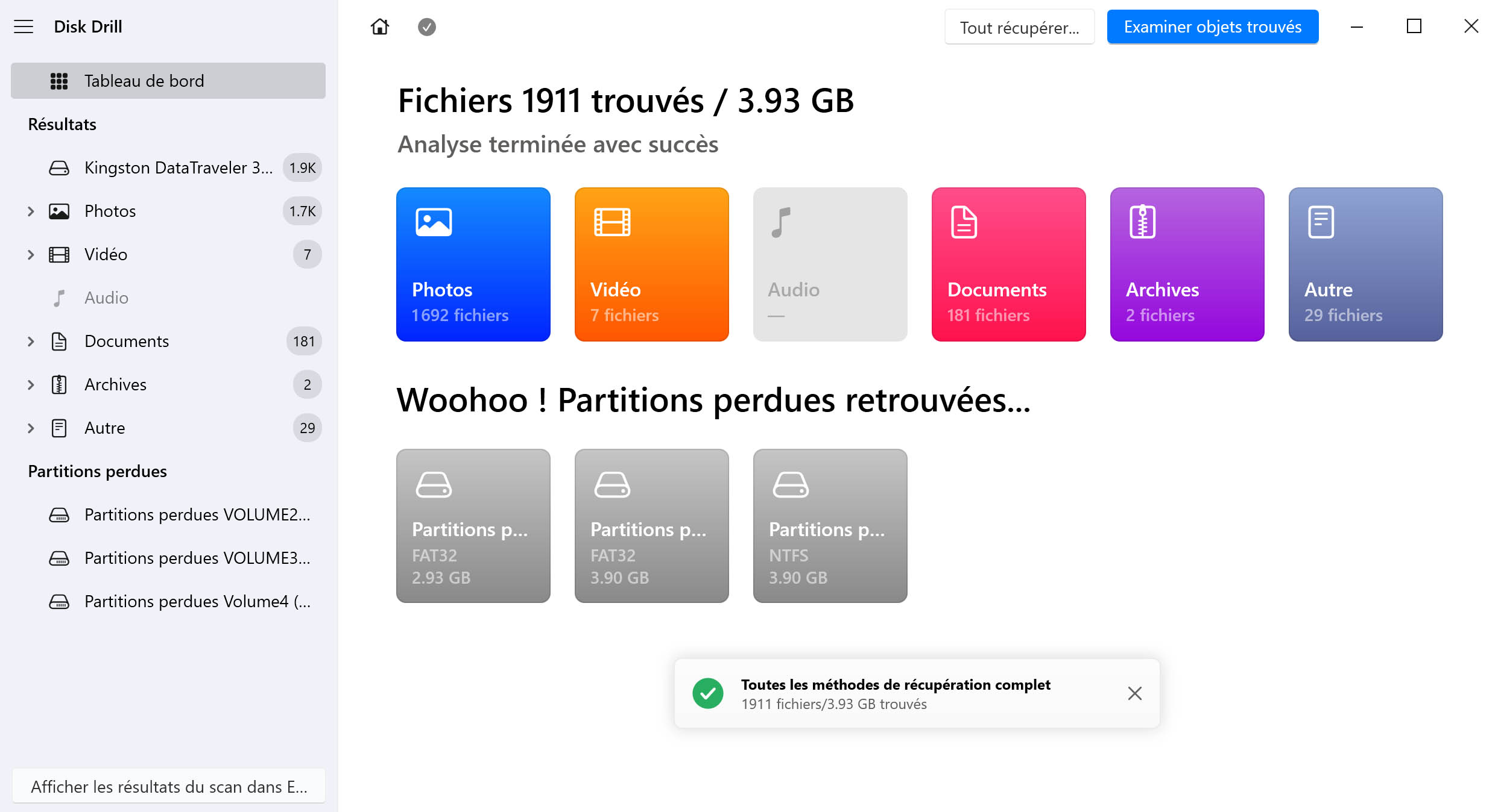 Méthode rapide pour récupérer vos partitions et vos données