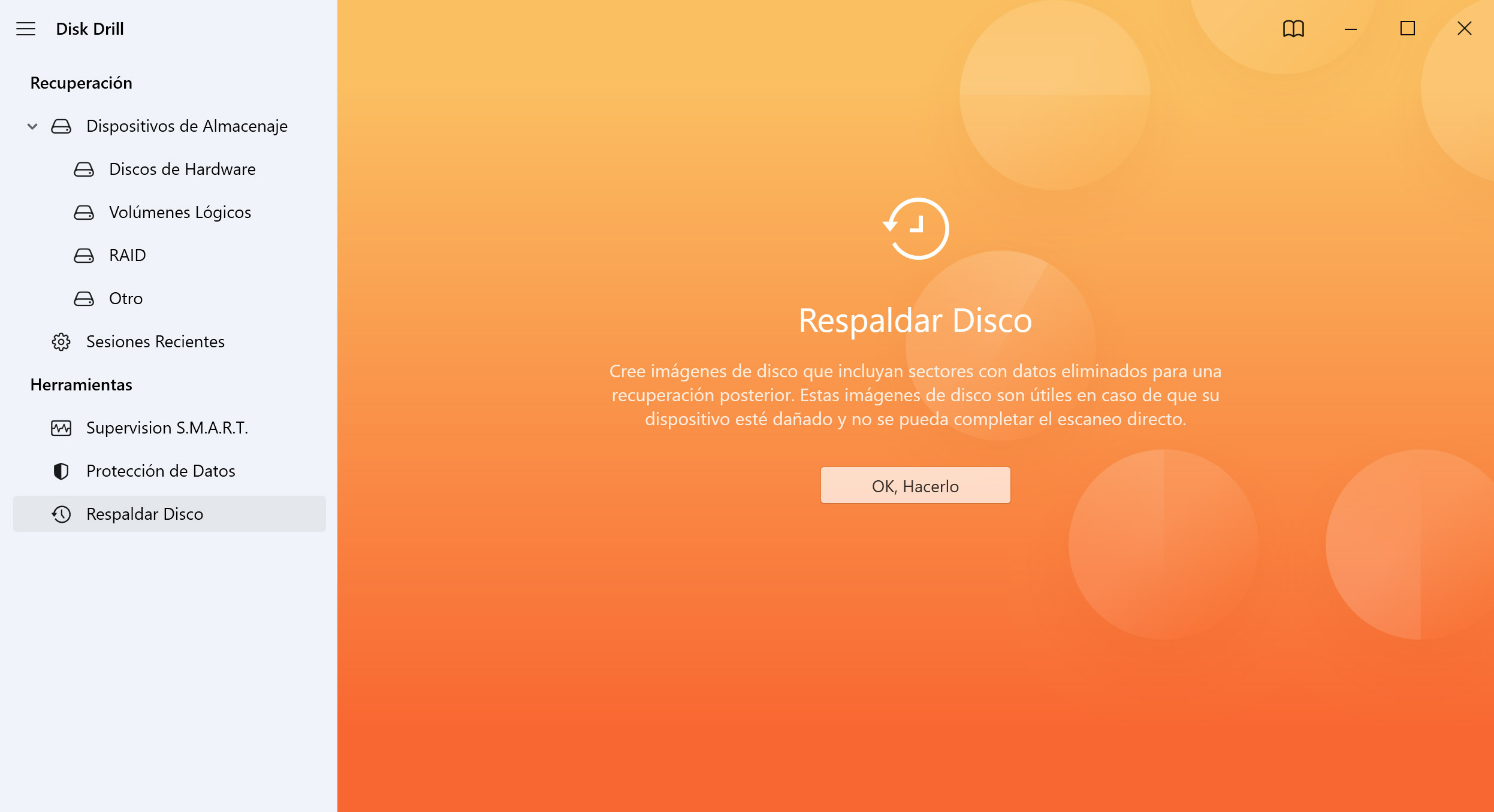 Recuperar desde una copia de seguridad de disco completa