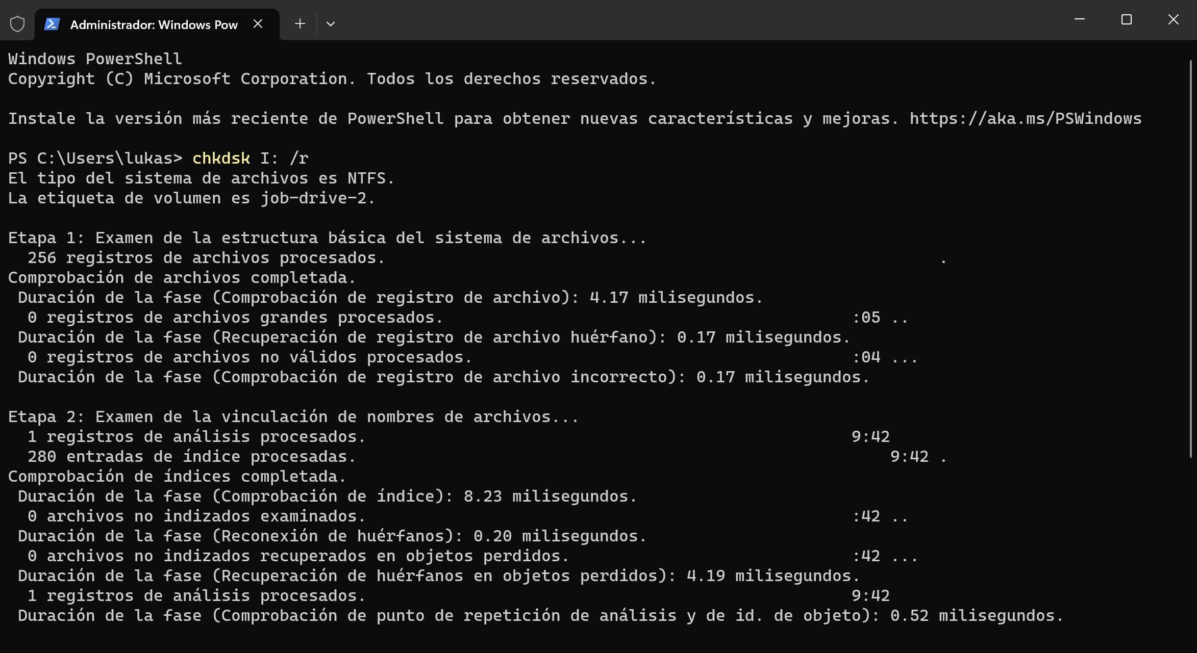 Utilizar el comando CHKDSK