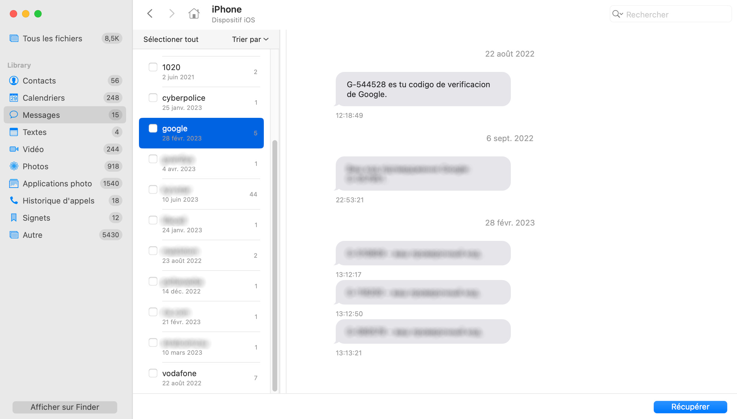 Récupérez des sms supprimés sur iPhone