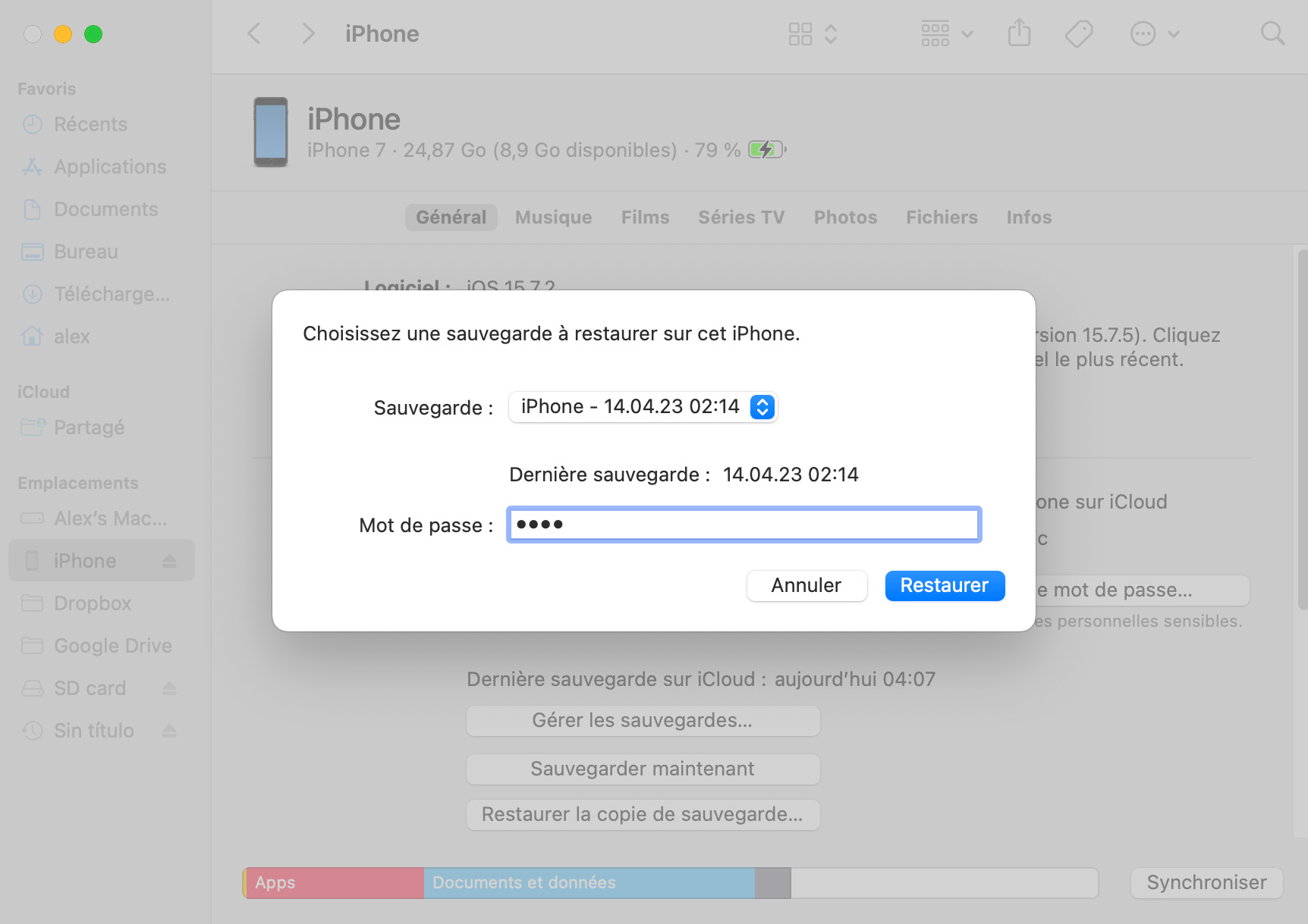 Récupérer ses SMS à partir d'une sauvegarde du Finder/iTunes