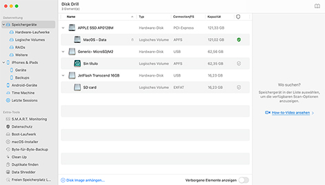 Starten Sie die Disk Drill-Dateiwiederherstellungssoftware auf Ihrem Mac