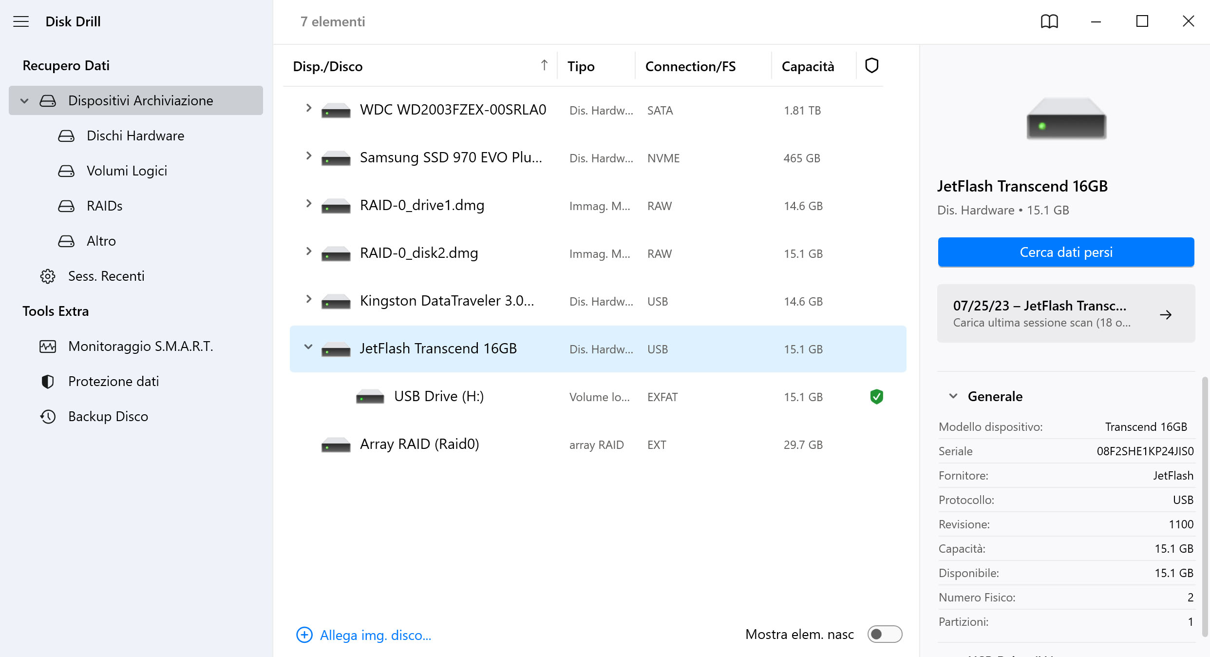 Avvia Disk Drill e Seleziona la Tua Chiavetta Usb