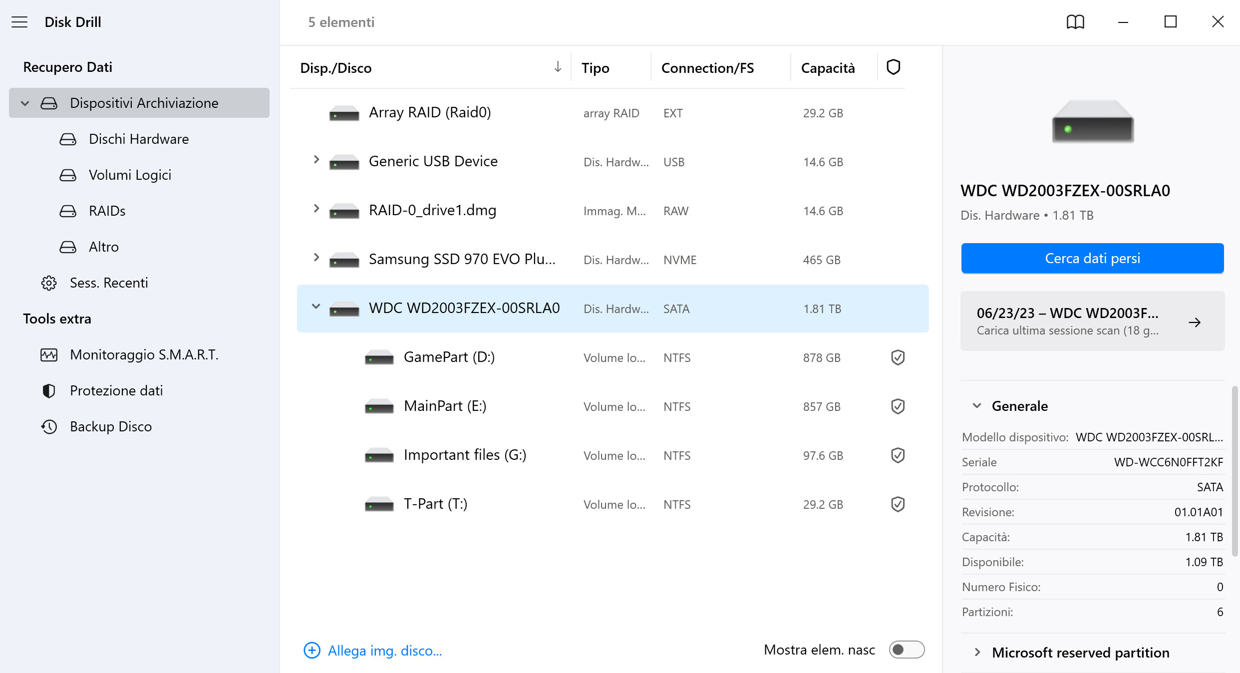 Scegli la partizione dell’hard disk e il metodo di recupero di cui hai bisogno