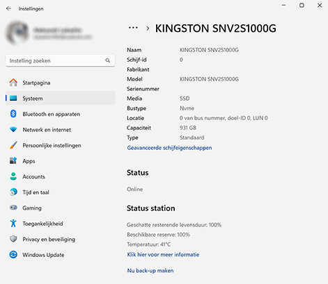 Controleer S.M.A.R.T.-status