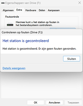 Controleer uw schijf via Windows Verkenner