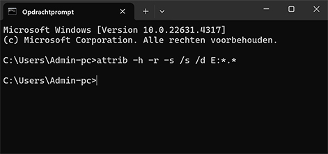 Gebruik het ATTRIB-commando