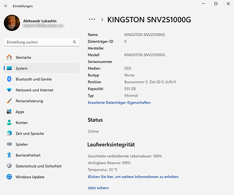 S.M.A.R.T.-Status prüfen S.M.A.R.T.-Status prüfen