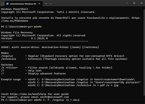 Usa lo strumento di ripristino file di Windows per recuperare i tuoi file