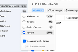 Controleer reconstructiesectie