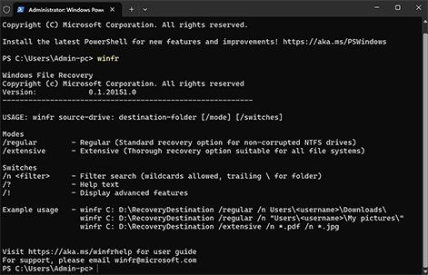 Gebruik het Windows-hulpprogramma voor bestandsherstel om uw bestanden te herstellen