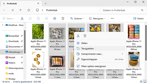 Direct herstellen uit de Prullenbak