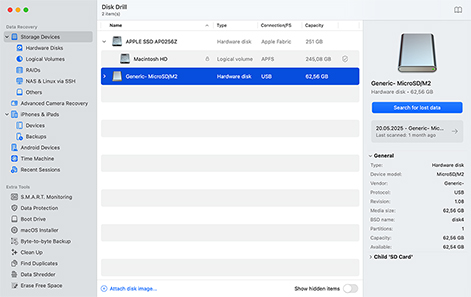 Launch Disk Drill and choose the SD card