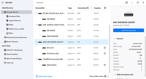 Choose the hard drive or partition
