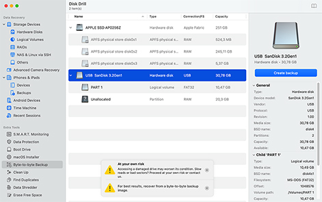 Create a byte-to-byte backup image