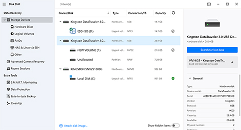 Vyberte jednotku a hledejte ztracené soubory Vyberte jednotku a hledejte ztracené soubory