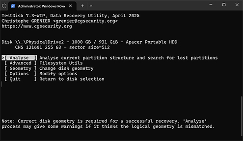 Återställ en skadad partitionstabell med TestDisk