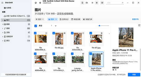 选择要恢复的文件 选择要恢复的文件