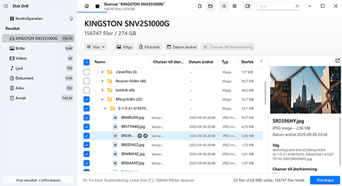 Förhandsgranska de hittade filerna Förhandsgranska de hittade filerna