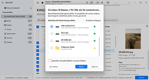 Wiederherstellen gelöschter Dateien aus dem Papierkorb
