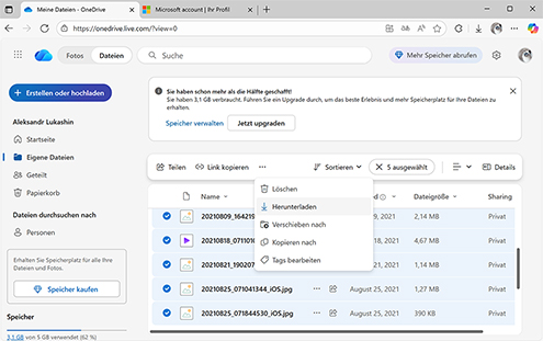 Gelöschte Dateien aus einer Cloud-Backup wiederherstellen