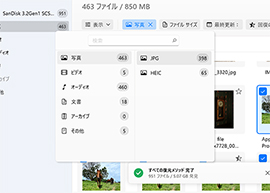 フィルターを使って検索を高速化する／特定のファイルタイプを選択する