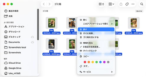 Macのゴミ箱から復元 Macのゴミ箱から復元