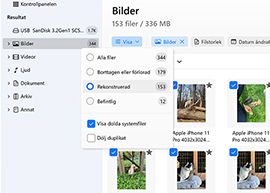 Kontrollera alla tre återställningsmappar