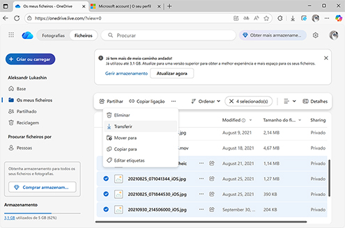 Recuperar arquivos excluídos de um backup em nuvem