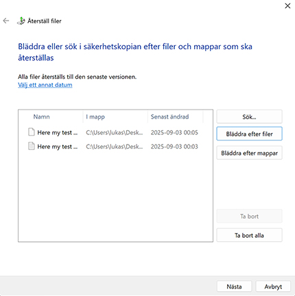 Säkerhetskopiera och återställ Säkerhetskopiera och återställ
