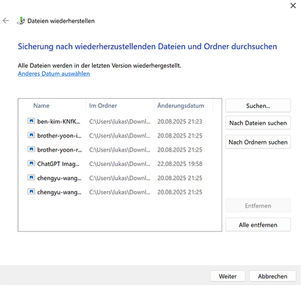 Sichern und Wiederherstellen