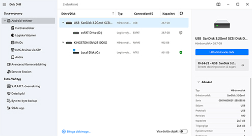 Välj platsen och börja söka efter förlorade bilder