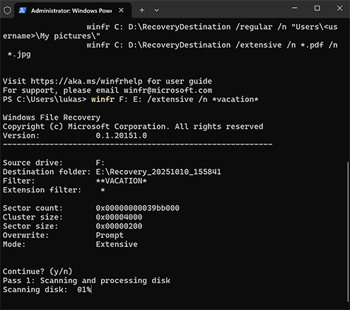 Verwenden Sie das Windows-Dateiwiederherstellungstool, um Ihre Dateien wiederherzustellen