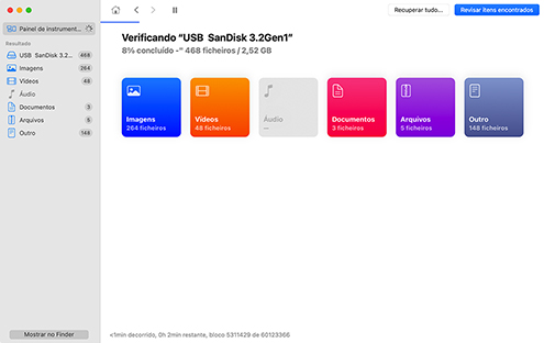Aguarde até que o Disk Drill escaneie sua unidade