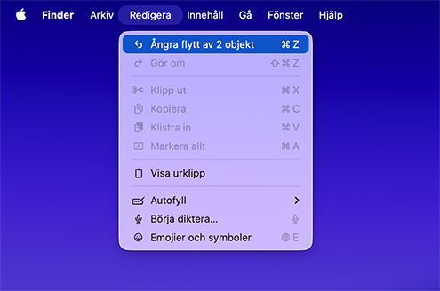 Återställ raderade filer med Ångra-alternativet