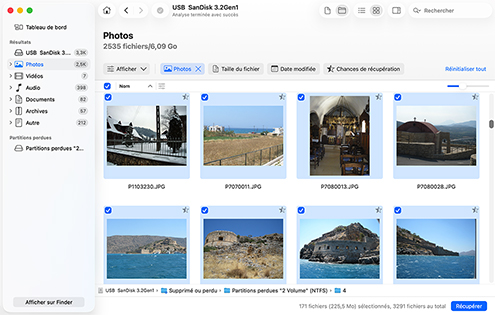 Examen et récupération des données trouvées Examen et récupération des données trouvées
