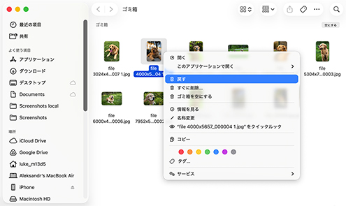 Macのゴミ箱からデータを復元する Macのゴミ箱からデータを復元する