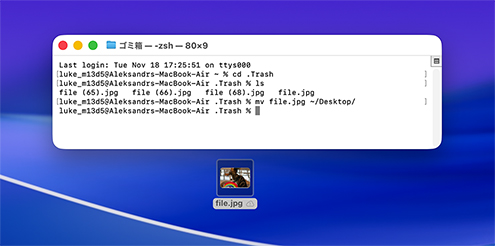 Macでターミナルを使って削除したファイルを復元する