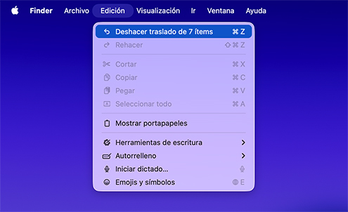 Recuperar archivos eliminados con la opción Deshacer