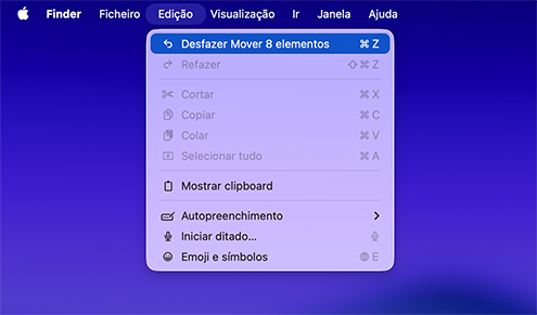 Recuperar arquivos excluídos com a opção Desfazer
