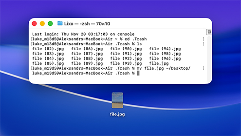 Recuperar arquivos excluídos no Mac com o Terminal
